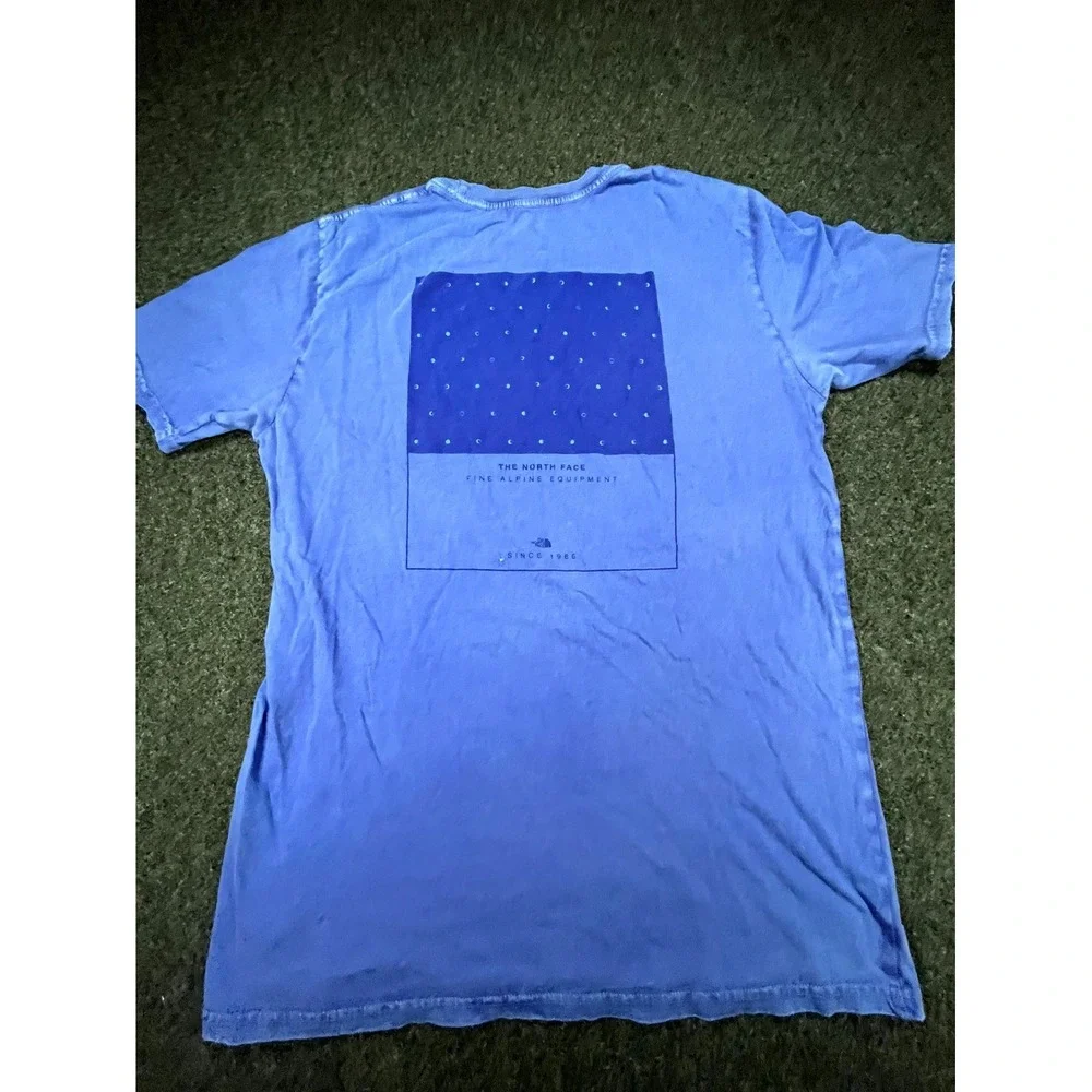 The North Face Standard Fit T Shirt Mens M Blue Graphic Fine Alpine Equipment